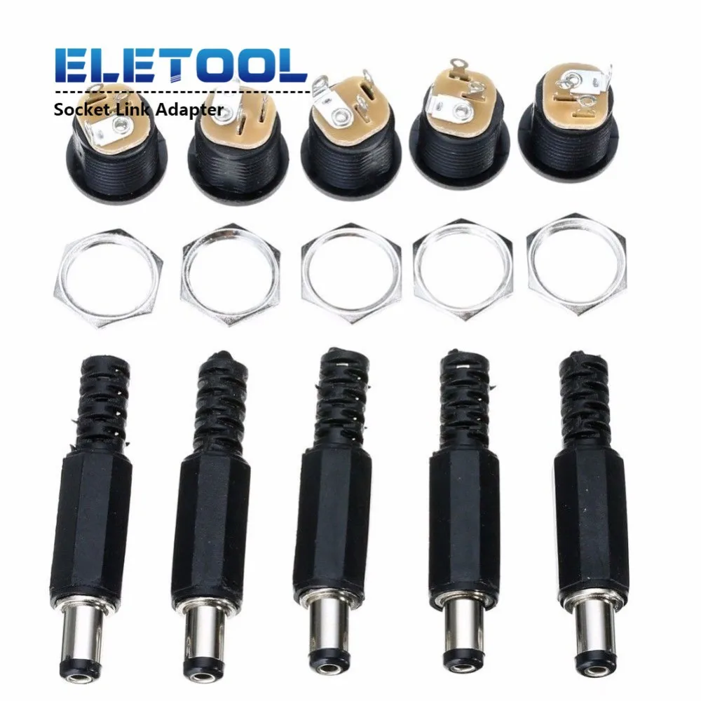 1/2/5PCS 2.1mm x 5.5mm Male Plug + Female Socket Panel Mount Jack DC Connector Adapter 12V/3A PN36 | Обустройство дома