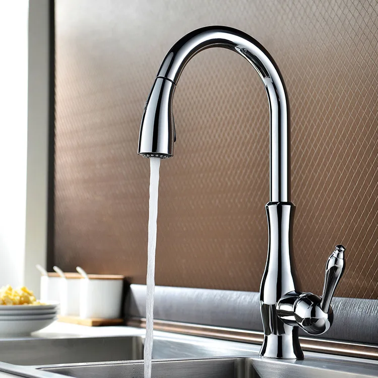 

Brushed Nickel Kitchen Faucets Single Handle Kitchen Tap Cozinha Pull Out Kitchen Sink Faucet