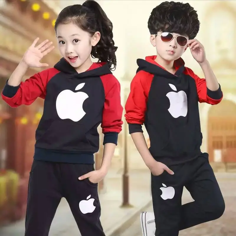 3-11Year Autumn Boy Hooded Clothes Girl Warm Cotton Clothing Sets Sweatshirt Pant 2pcs Fashion Children Sports Suit Mickey Print | Детская