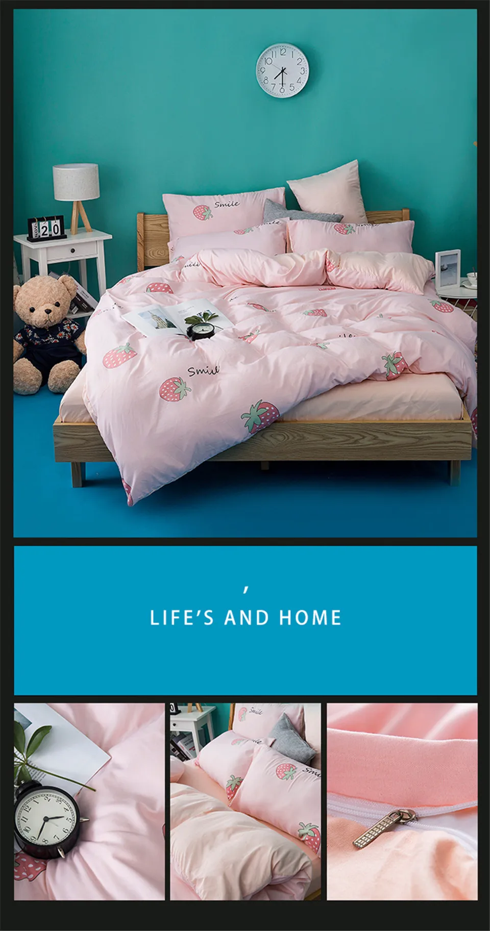 SlowDream Bedding Set Pastoral Style Flowers Bedspread Duvet Cover Set Flat Sheet For Adult Child Single Bed 1.0/1.2 Double