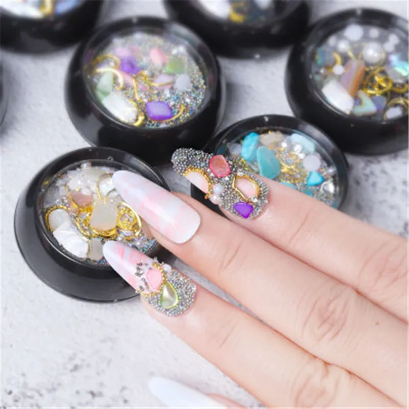 Украшения для дизайна ногтей серия Ocean Storm Micro Diamond Crystal Sand Shell металлические