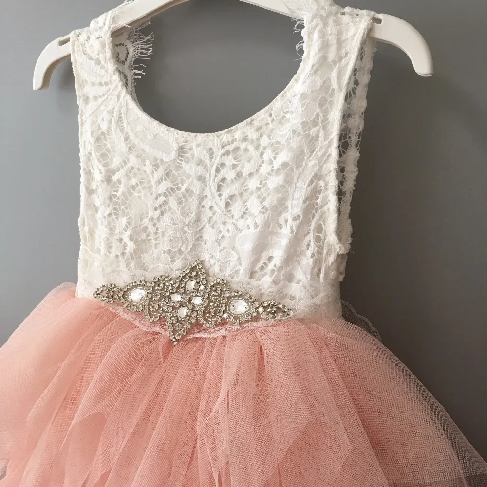 2018 new fashion toddler girls long lace dress with crystal sashes birthday 5 layers tutu children princess party vestido | Детская