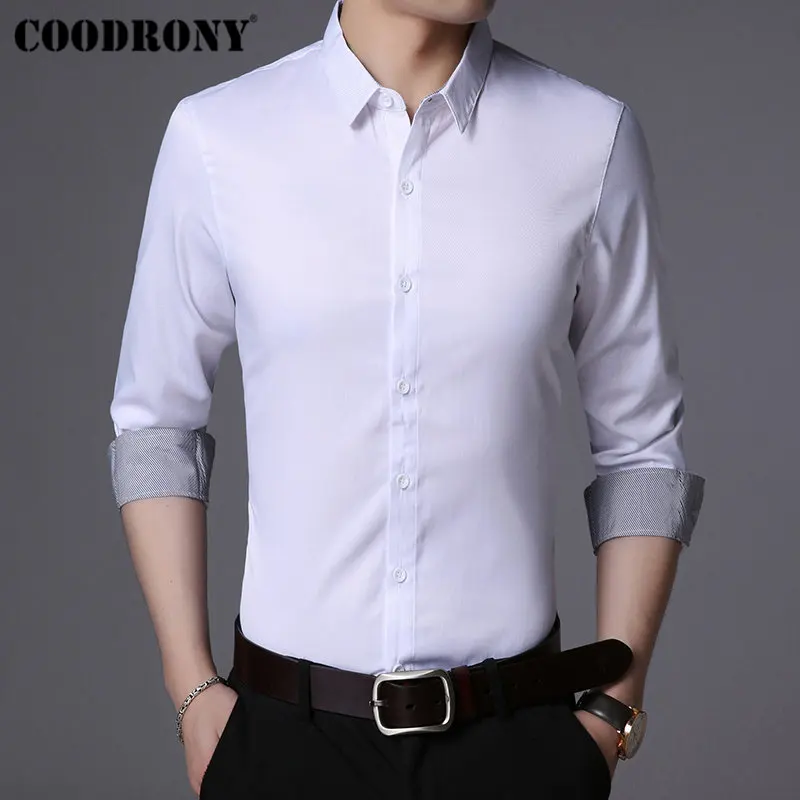 COODRONY, брендовая мужская рубашка, мягкий хлопок, Camisa Masculina, осень, Новое поступление, рубашка с длинным рукавом, мужская, деловая, повседневная, мужские рубашки, 96025