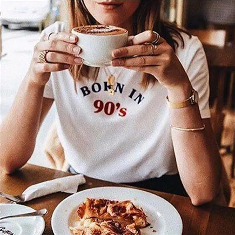 Летняя новая футболка Женская Ретро Цифровая с буквенным принтом vogue Футболка
