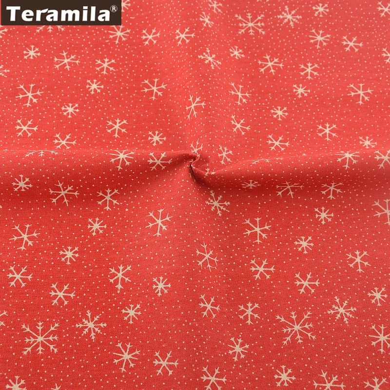 TERAMILA Printed Red snowflakes Home Textile Cotton Linen Fabric Sewing Tablecloth Pillow Bag Curtain Cushion Zakka | Дом и сад