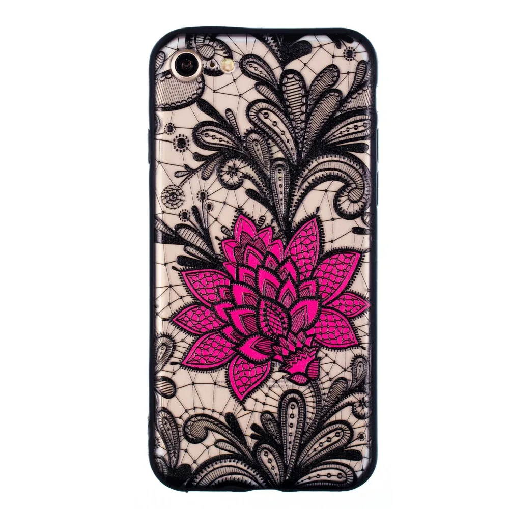 Пикантные розовые кружевное платье с цветочным рисунком для iPhone 8 плюс TPU + PC Phone