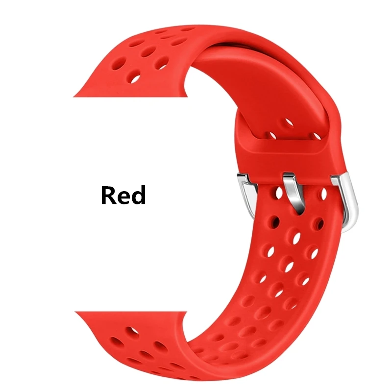 Konaforen дышащий Силикон Спортивный ремешок для Apple Watch Series 4 5 44 мм 40 мм резиновые ремешки для iWatch 3 2 1 42 мм 38 мм - Цвет ремешка: Red