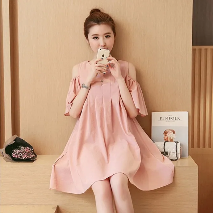 Maternity clothes summer maternity dresses loose sweet plus size strapless dress short-sleeve top medium-long | Мать и ребенок