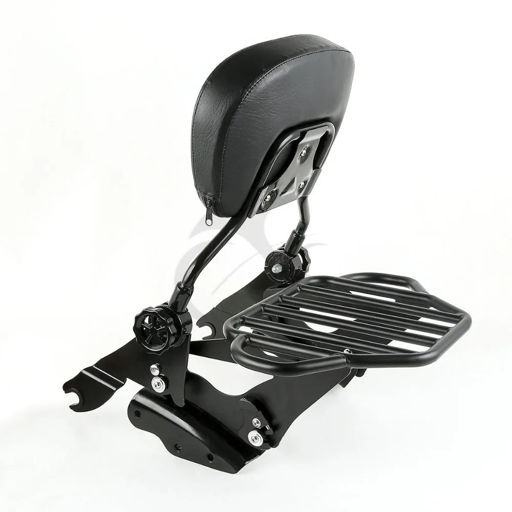 Motorcycle Sissy Bar+Backrest Pad Rack+4 Point Docking Kit For Harley Touring Road King Electra Glide Street Glide CVO 2009-2013