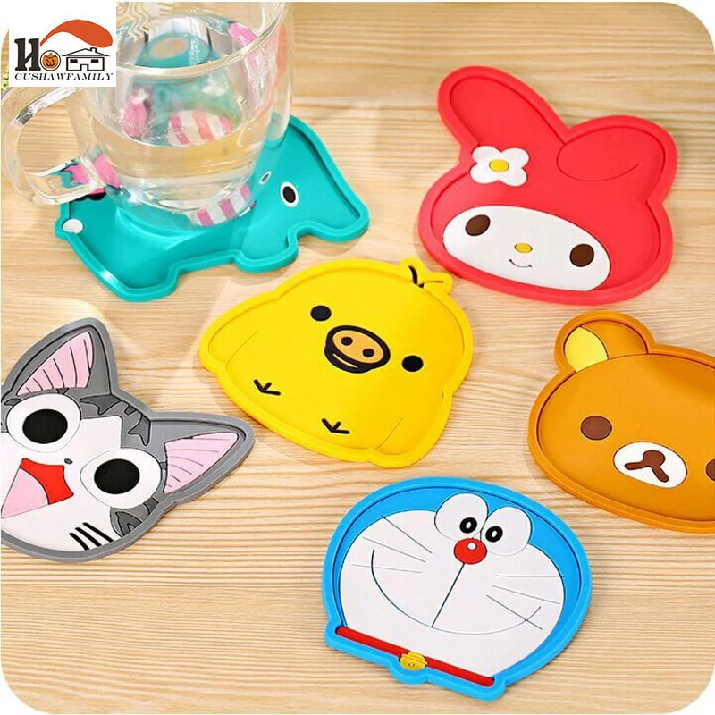 CUSHAWFAMILY Kawaii мультяшная Мягкая силиконовая кофейная подставка для напитков