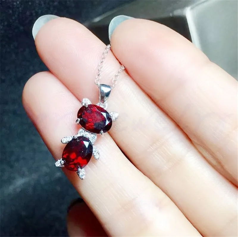 Медведь стиль ожерелье натуральной Гранат 925 серебро Fine jewelry 1.5ct* 2 шт. драгоценных камней# T18100401