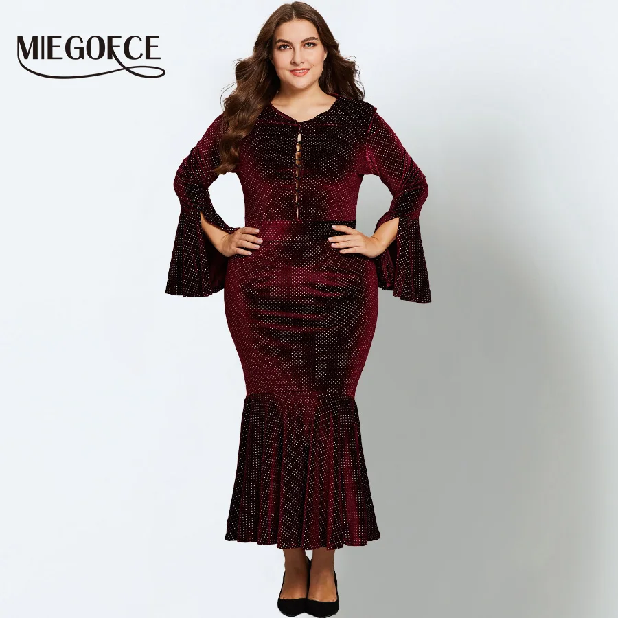 Новая Коллекция от Miegofce 2018 Бархатное Платье Женское Вечернее С О образным