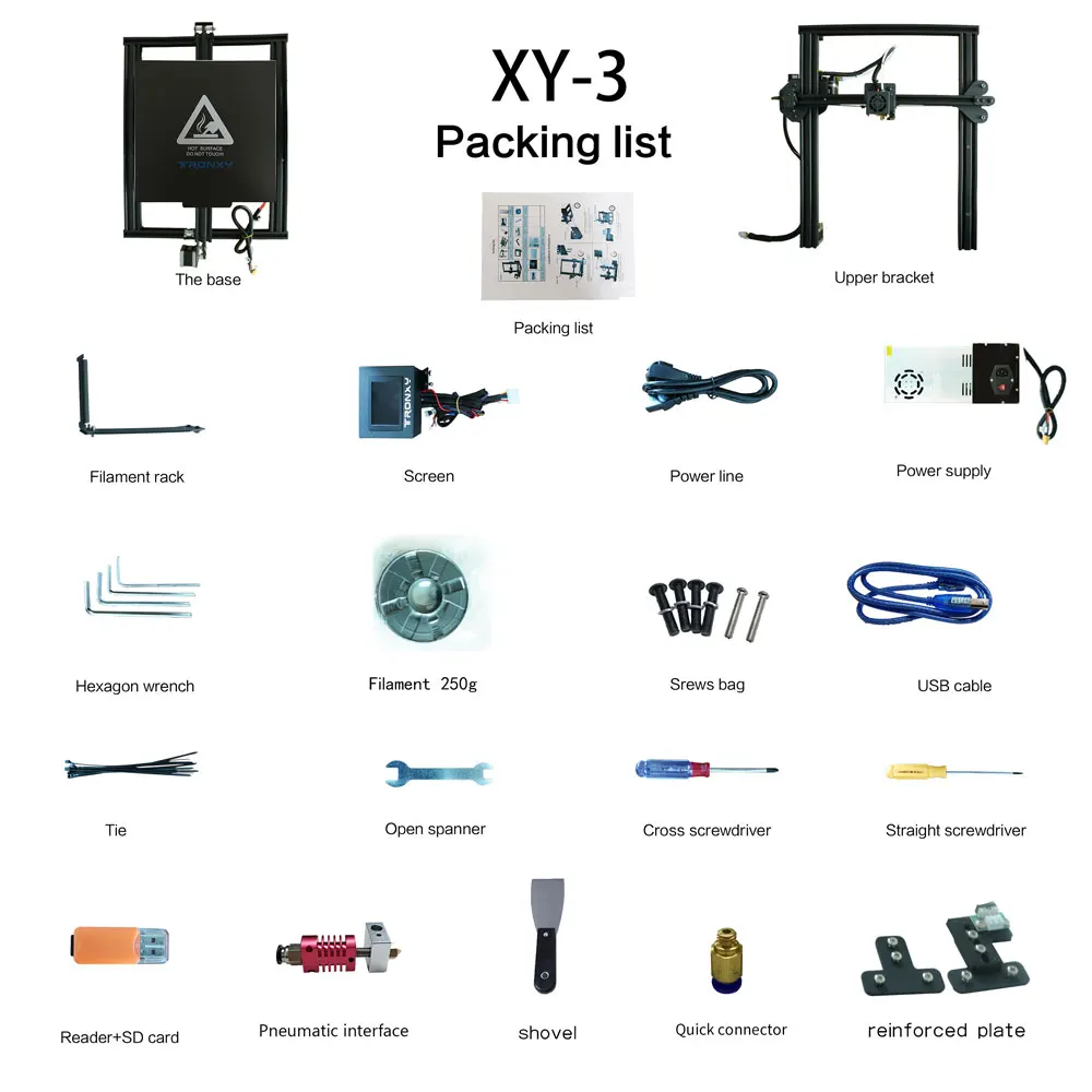 Новейший 3D принтер Tronxy XY-3, принтер с сенсорным экраном, 3d большой размер печати 310*310* мм, датчик накаливания PLA в подарок