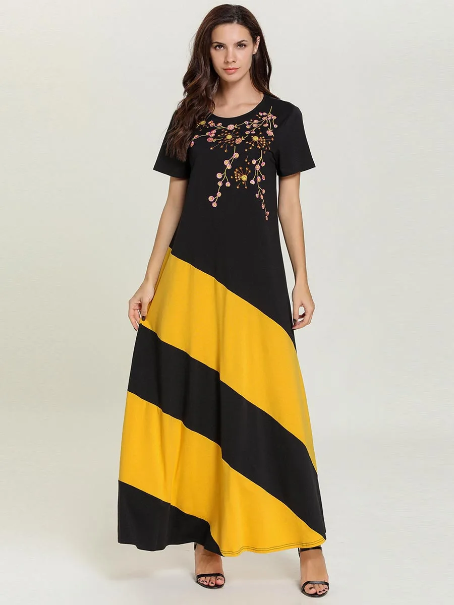 Летнее модное цветное платье с цветочной вышивкой в этническом стиле для женщин