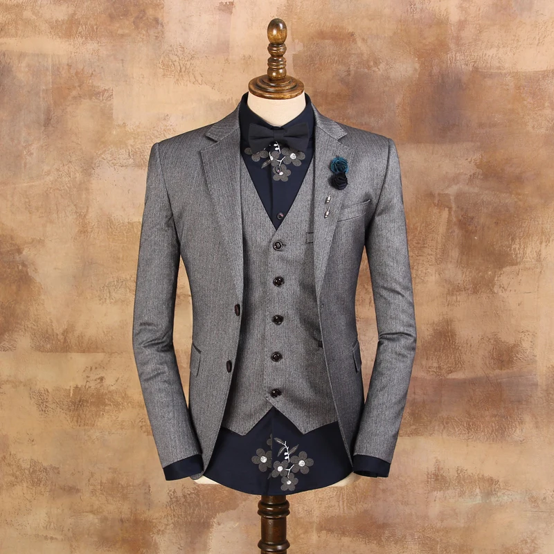 Новое поступление 2019 модные банкетные свадебные костюмы Блейзер мужской серый