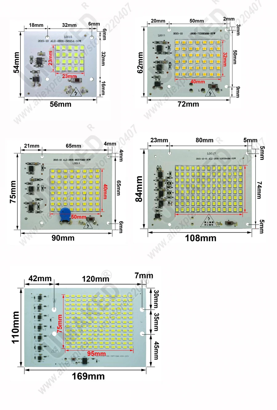 Реальный ватт 30 Вт 90x75 мм переменный ток 220 В PCB smd интегрированный IC драйвер нет