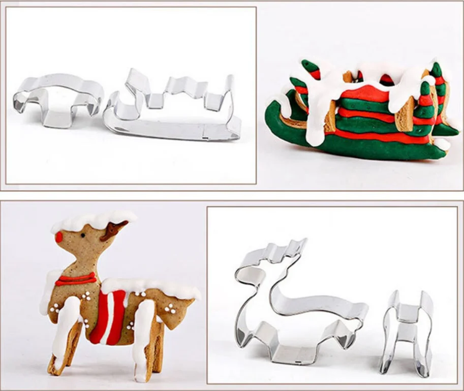 8 шт./компл. DIY нержавеющая сталь формы для выпечки 3D Рождественские формочки для печенья инструменты для украшения тортов из мастики