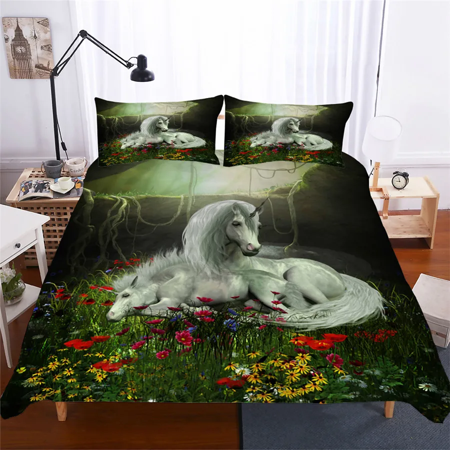 

Комплект постельного белья с 3D принтом, пододеяльник, Комплект постельного белья, домашний текстиль с единорогом для взрослых, реалистично...