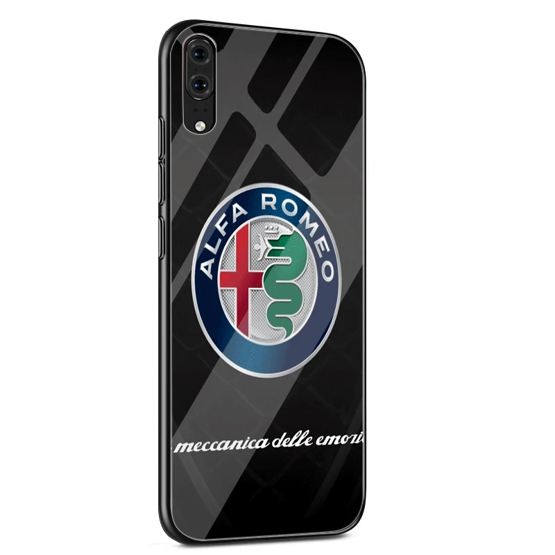 Стеклянный мобильный чехол для телефона huawei P30 P10 P20 7A Y6 Y9P Smart mate 20 Honor 9 10 8X Lite Pro Cover Alfa Romeo Logo - Цвет: G1