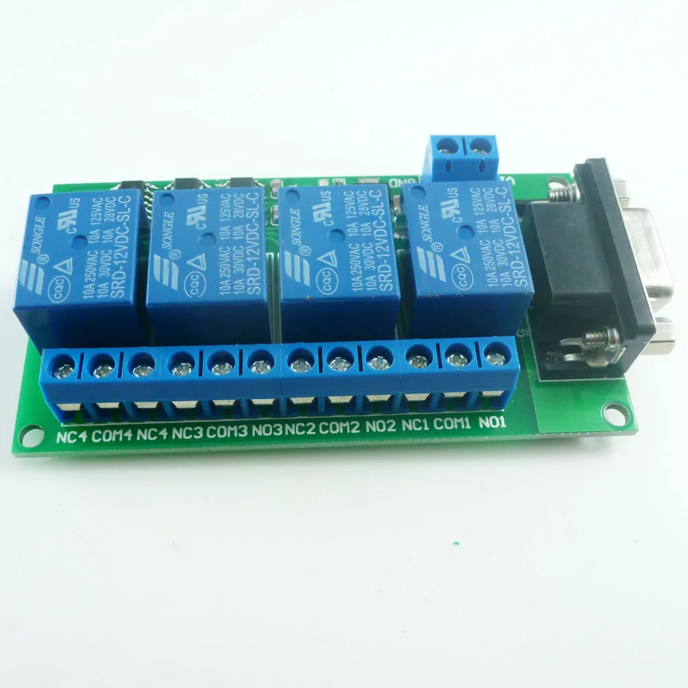2 шт., релейная плата DC 12 В 4 канала RS232 PC USB UART DB9, дистанционный переключатель для умного дома, гаража, двери, автомобильной сигнализации, фермерского двигателя