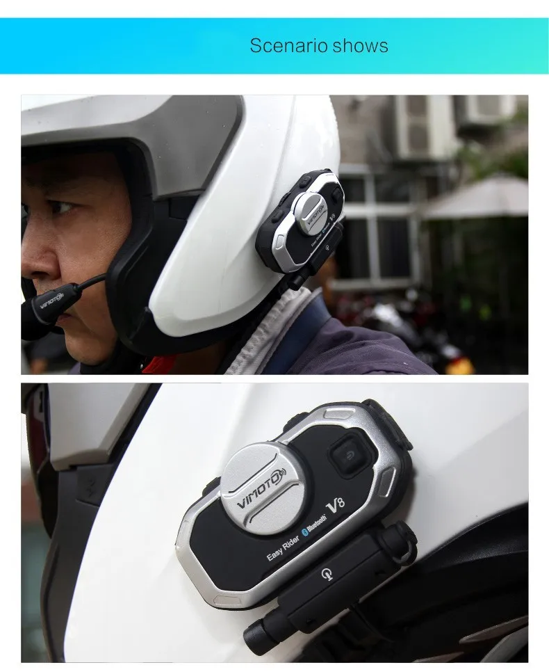 Беспечный ездок vimoto V8 мотоциклетный шлем Bluetooth гарнитура стереонаушники для мобильного телефона и gps 2 Way Радио