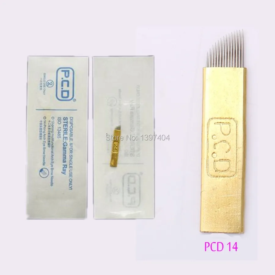 50 шт./лот PCD 14 пин микроблейдинг лезвие Перманентный макияж бровей ручные