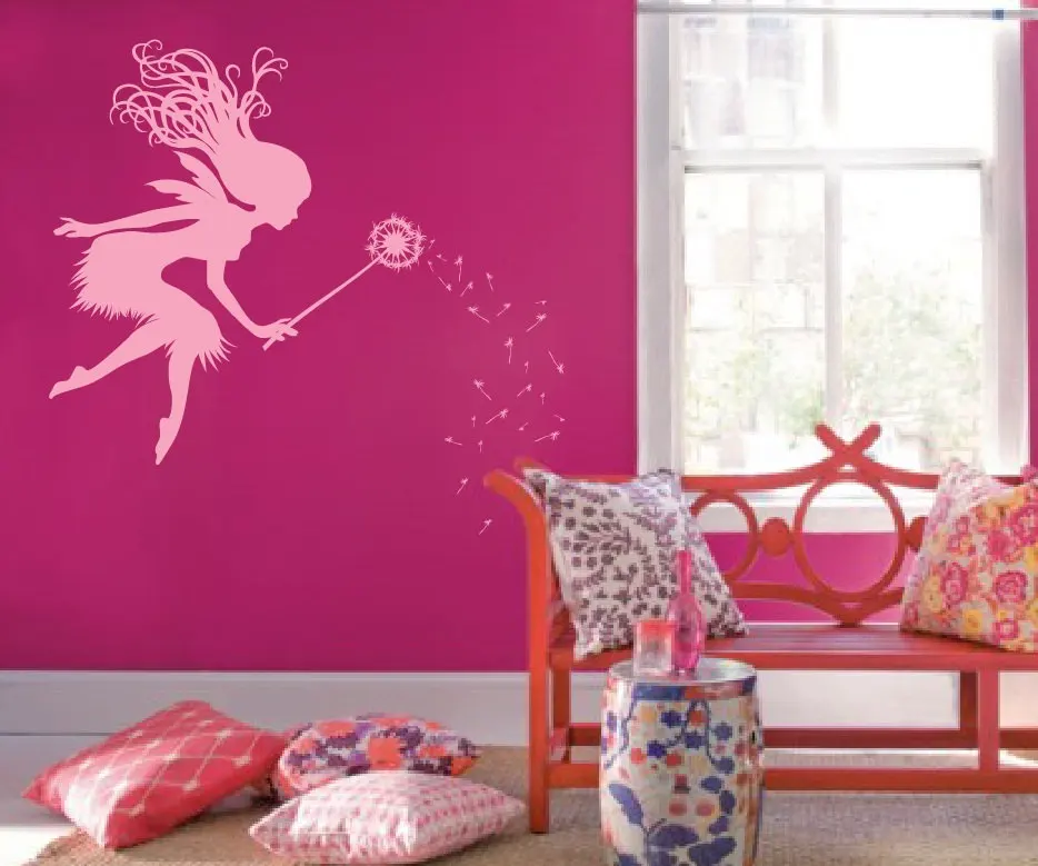 Fairy Dandelion Wand Wall Decal Nursery Kids Girls Room Tale Sticker Baby Bedroom Art Poster Large Decor Vinyl Murals A175 | Дом и сад