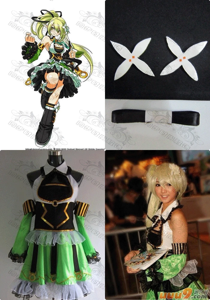 Игра ELSWORD Косплей Рена cos Хэллоуин костюм полный комплект(топ+ юбка+ рукав+ головной убор