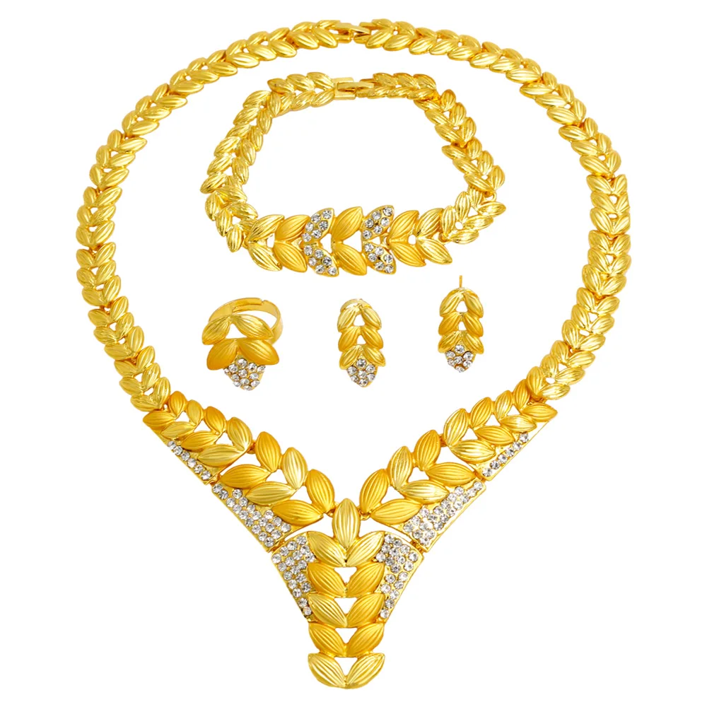 Турецкие ювелирные изделия Большая Нигерия женские из кристаллов Дубай Золотой