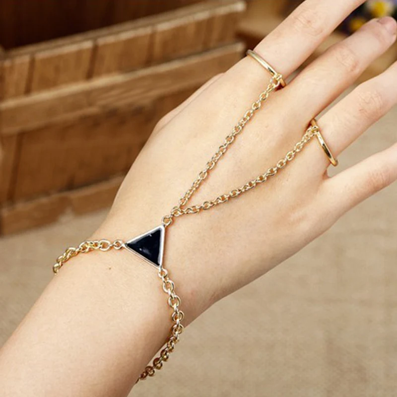 Женские браслеты в стиле ретро с двойным пальцем золотые рабы женские двумя