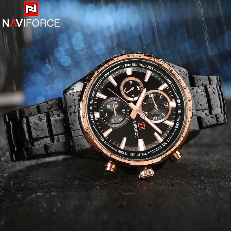 2018 NAVIFORCE мужские 30 м водонепроницаемые спортивные часы 24 часа Дата Неделя Месяц