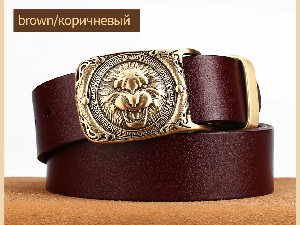 С принтом в виде тигра из коровьей кожи Для мужчин джинсы Ремни Винтаж пряжкой неподдельный кожаный пояс для Для мужчин мужской подарок для мужчины муж, отец