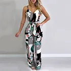 Женские пикантные свободные длинные комбинезоны в полоску с V-образным вырезом, Модные свободные брюки с принтом # g4