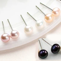 8PCS 40 шт. 925 пробы женские серебряные серьги смешанные цвета серебряные инкрустированные серьги с натуральным жемчугом женские серьги-гвоздики с круглым жемчугом 6 мм - Окраска металла: 8PCS