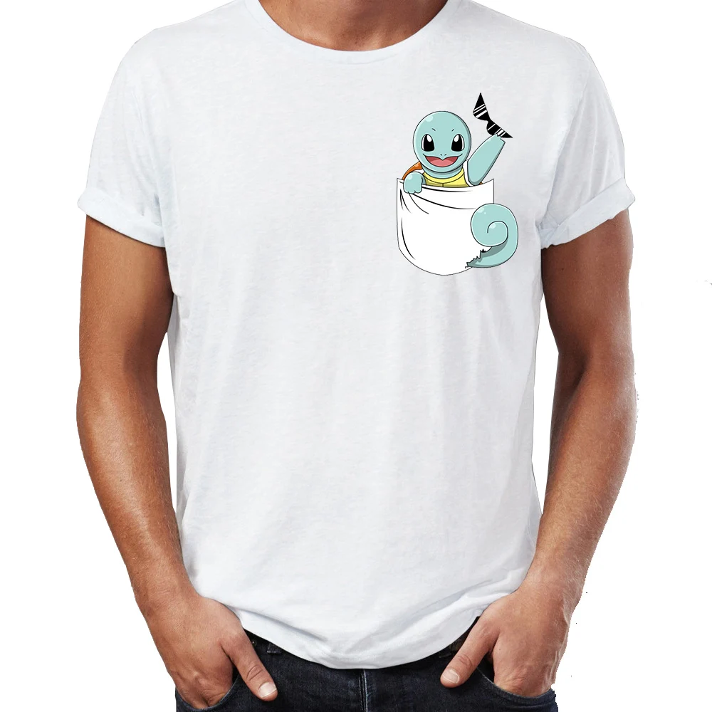 Мужская футболка Pokemon Starters Pocket Version Mewtwo Gengar Pikachu Charmander Squirtle Bulbasaur игровая