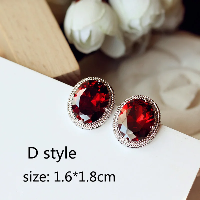 D style Роскошные бордовые винно-красные длинные висячие серьги геометрической формы с большим квадратным кубическим цирконием для женщин, вечерние, свадебные ювелирные изделия, подарок - Окраска металла: D style