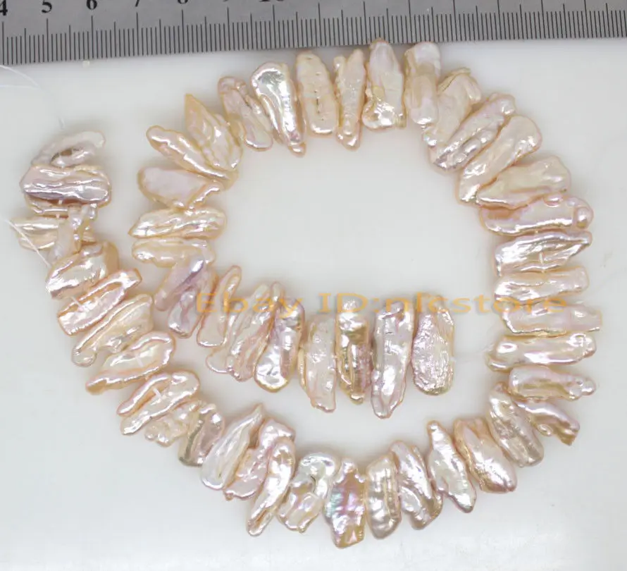 

3 strand 16mm-24mm natural pink baroque Biwa pearl stone loose beads 15" jewelry