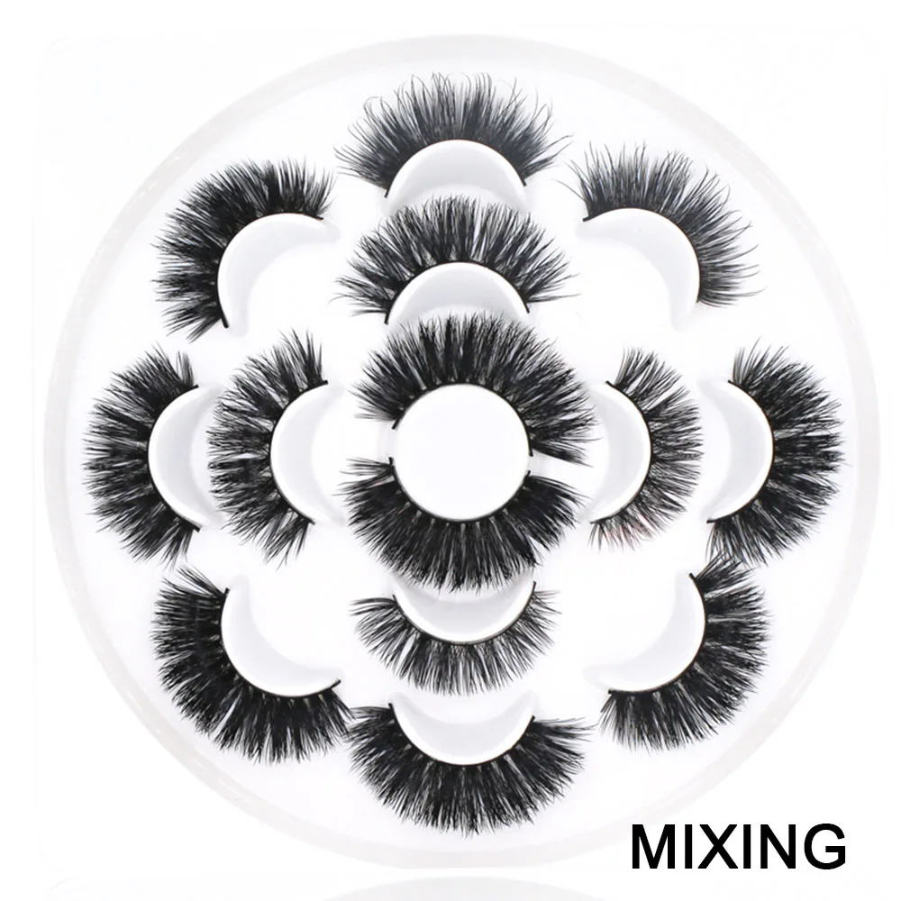 7pairs 3D Thick Mink Eyelashes Fake Lashes Long Makeup Mink Lashes Eyelash Extension False Eyelashes Mixed model - Цвет: MIXING