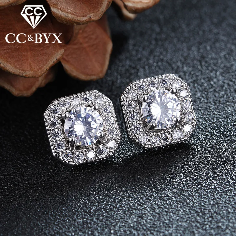 Женские квадратные серьги гвоздики с австрийским кристаллом 1 5 карат|stud earrings|stud