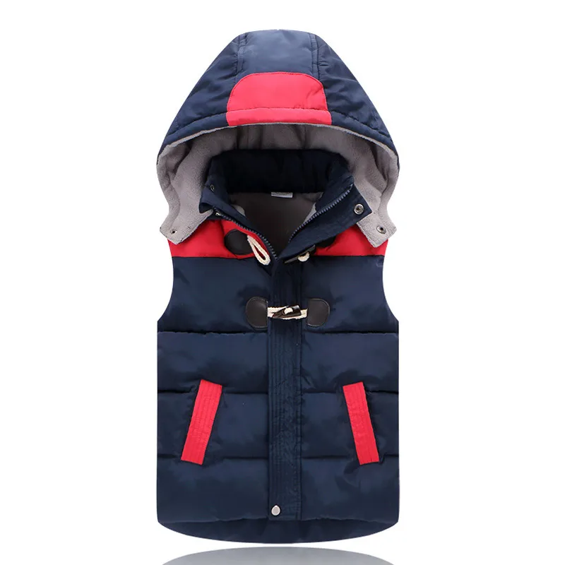 Детские жилеты Детский пуховик теплый жилет для мальчиков и девочек с капюшоном