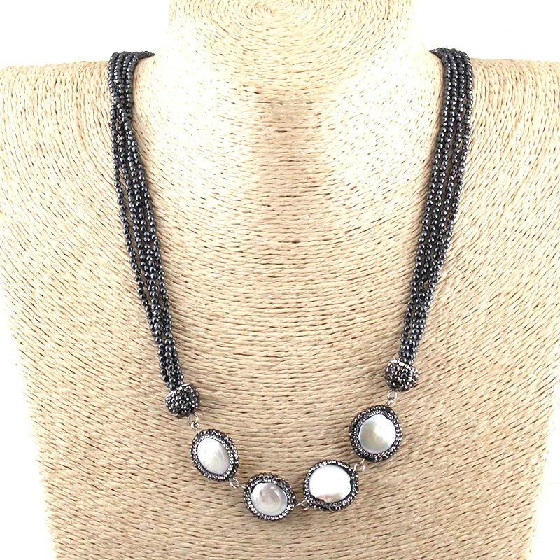 Модные богемные ювелирные изделия ожерелье из мини гематита с 4 выложенными