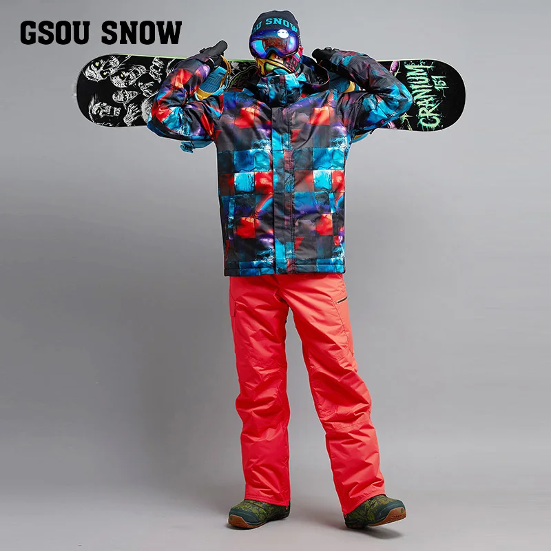 2018 Gsou зимний лыжный костюм мужское водонепроницаемое ветрозащитное плотное
