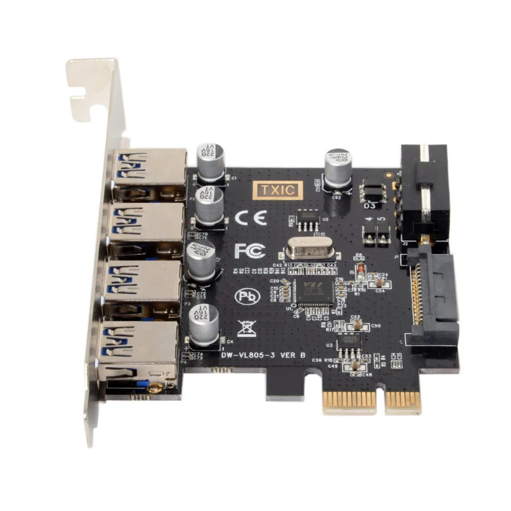 Zihan 4 порта PCI E к USB 3 0 HUB Express адаптер расширения 5 Гбит/с для материнской