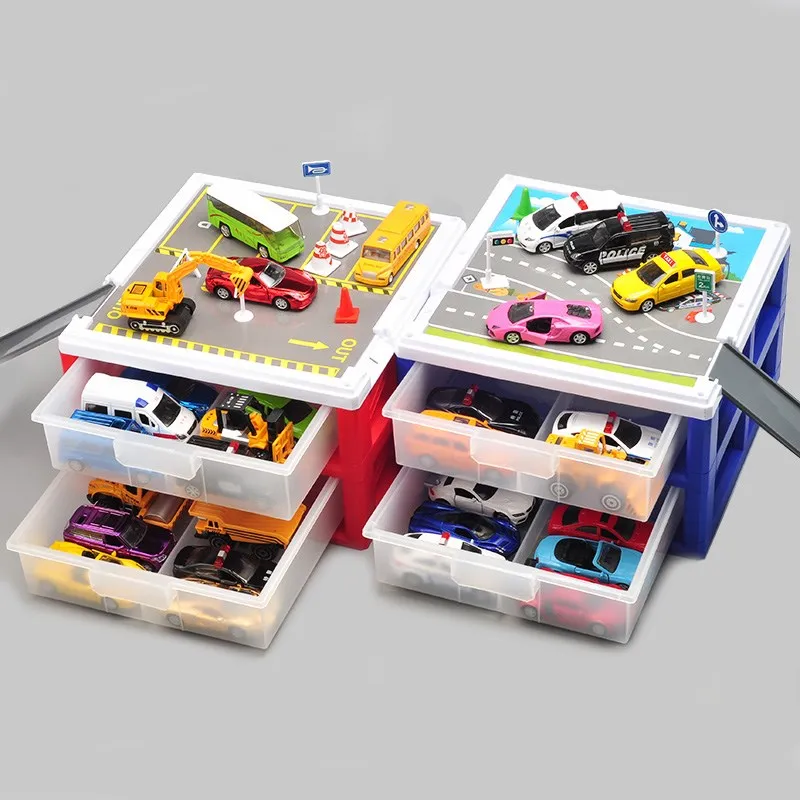 Портативный пластиковый большой ящик для хранения двухслойный парковки мини