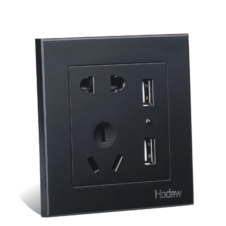 Домашний настенный выключатель тип розетки 86 черный стальной держатель черное