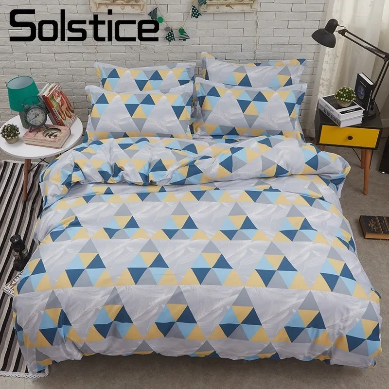 

Solstice Home Textile Triangle Colorfu Duvet Quilt Cover Pillowcase Bed Sheet Kid Teen Boy Girl Bedding Set King Twin Linen Suit