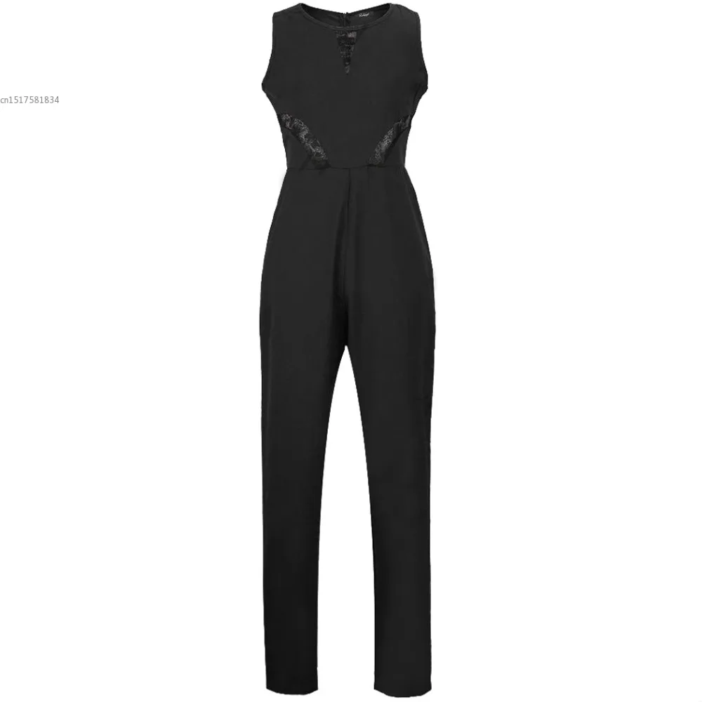 Женский Летний комбинезон без рукавов красный синий и черный Модный с круглым