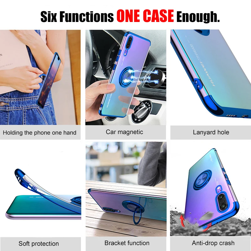 Автомобильный Магнитный силиконовый чехол с кольцом на палец для Huawei P30 P20 Pro Mate 20