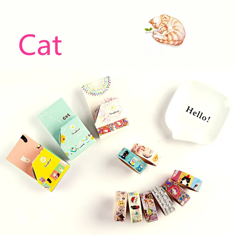 Ayron DIY милые Kawaii декоративные васи ленты прекрасный мультфильм кошка лента для украшения дома клейкая маскирующая лента Фотоальбом Дневник
