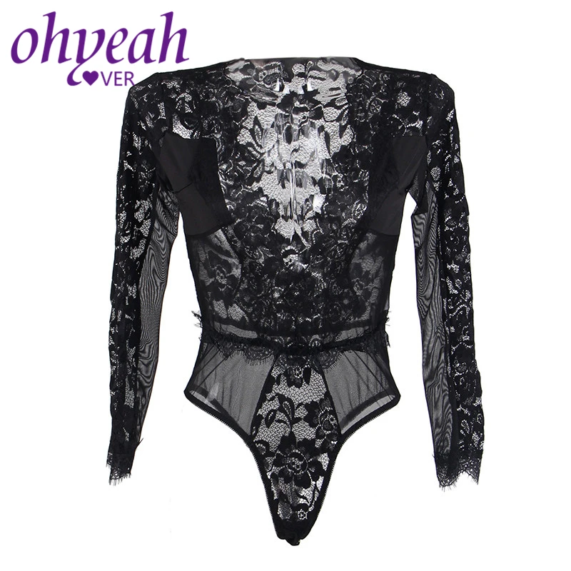 Ohyeahlover сексуальный Babydoll комбинезон летний Боди с длинным рукавом RM80588 Новое